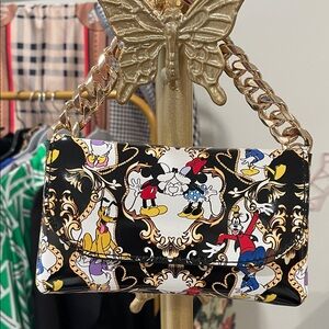 Aldo Black and Gold Disney Print Clutch